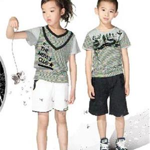 【青岛产地童装]4.7）2013夏款韩版PP熊满印点点 女童五分裤-2色