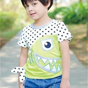 迷你品女童猫头鹰弹力短袖供应