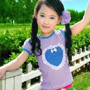 品牌童装 夏季女童蕾丝小鱼绣花T恤  女童夏装 儿童夏装发