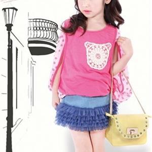 2013夏装 女中小童个性荧光色彩条包臀背心裙 童装批发
